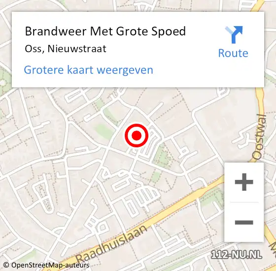 Locatie op kaart van de 112 melding: Brandweer Met Grote Spoed Naar Oss, Nieuwstraat op 28 februari 2023 19:44