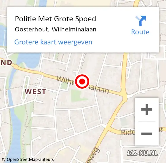 Locatie op kaart van de 112 melding: Politie Met Grote Spoed Naar Oosterhout, Wilhelminalaan op 28 februari 2023 19:53