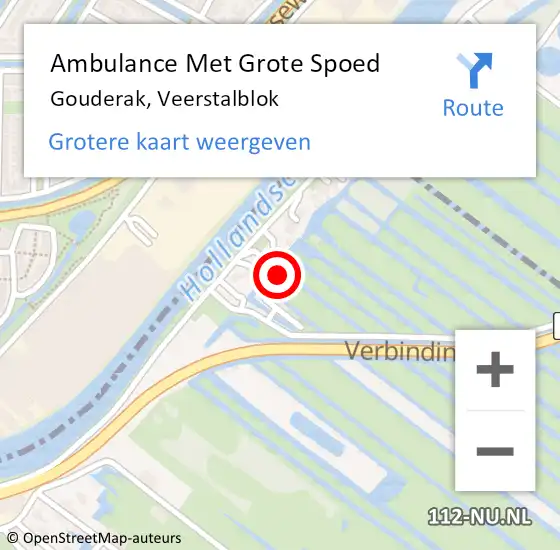 Locatie op kaart van de 112 melding: Ambulance Met Grote Spoed Naar Gouderak, Veerstalblok op 28 februari 2023 19:58