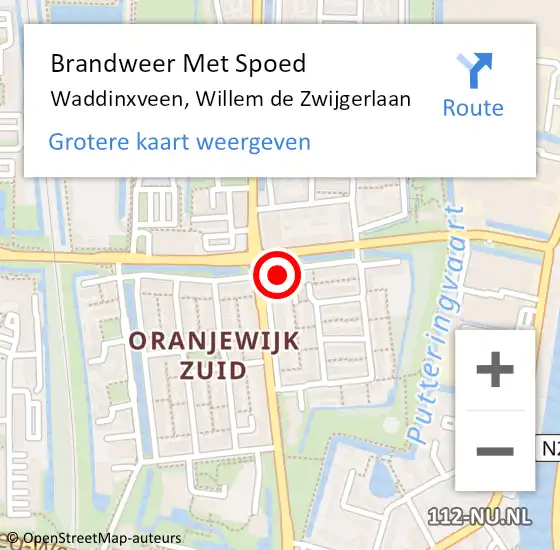Locatie op kaart van de 112 melding: Brandweer Met Spoed Naar Waddinxveen, Willem de Zwijgerlaan op 28 februari 2023 20:31