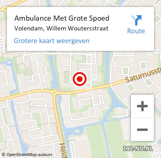 Locatie op kaart van de 112 melding: Ambulance Met Grote Spoed Naar Volendam, Willem Woutersstraat op 28 februari 2023 20:36