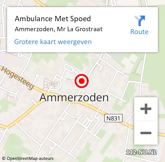 Locatie op kaart van de 112 melding: Ambulance Met Spoed Naar Ammerzoden, Mr La Grostraat op 28 februari 2023 20:53