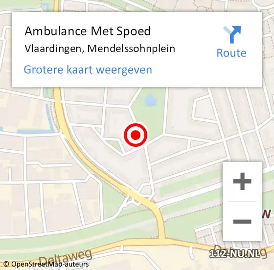 Locatie op kaart van de 112 melding: Ambulance Met Spoed Naar Vlaardingen, Mendelssohnplein op 28 februari 2023 20:56