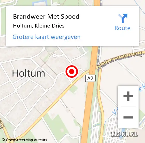 Locatie op kaart van de 112 melding: Brandweer Met Spoed Naar Holtum, Kleine Dries op 28 februari 2023 21:02