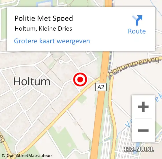 Locatie op kaart van de 112 melding: Politie Met Spoed Naar Holtum, Kleine Dries op 28 februari 2023 21:02