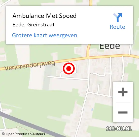 Locatie op kaart van de 112 melding: Ambulance Met Spoed Naar Eede, Greinstraat op 17 augustus 2014 10:54