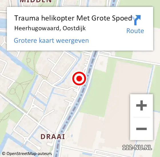 Locatie op kaart van de 112 melding: Trauma helikopter Met Grote Spoed Naar Heerhugowaard, Oostdijk op 28 februari 2023 21:32