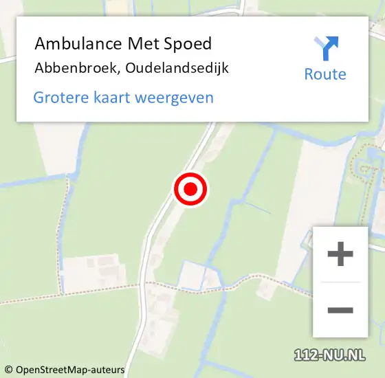 Locatie op kaart van de 112 melding: Ambulance Met Spoed Naar Abbenbroek, Oudelandsedijk op 28 februari 2023 21:36