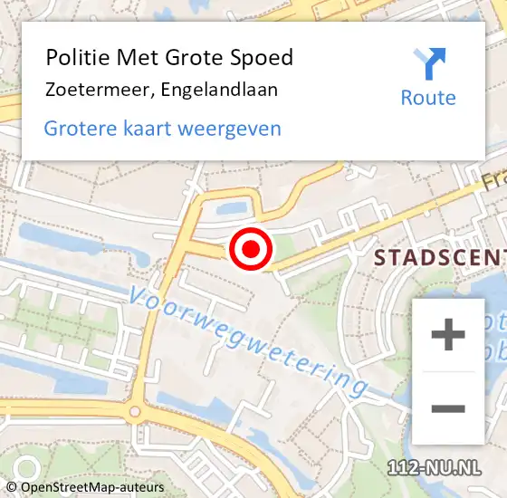 Locatie op kaart van de 112 melding: Politie Met Grote Spoed Naar Zoetermeer, Engelandlaan op 28 februari 2023 21:50