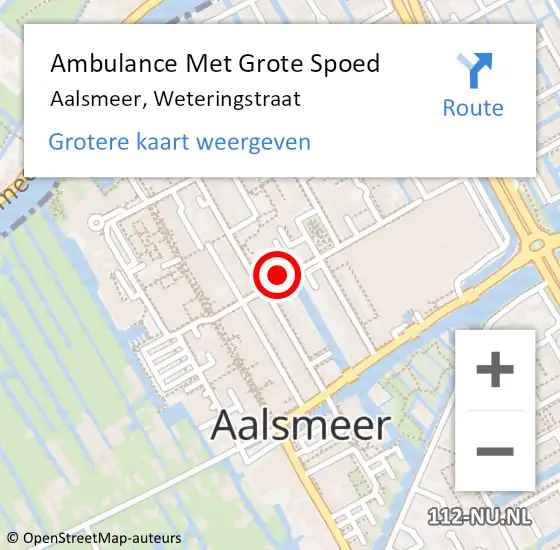 Locatie op kaart van de 112 melding: Ambulance Met Grote Spoed Naar Aalsmeer, Weteringstraat op 28 februari 2023 22:16