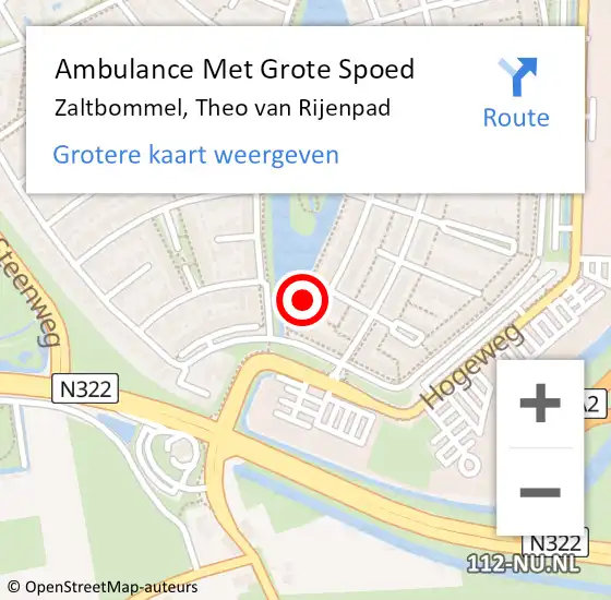 Locatie op kaart van de 112 melding: Ambulance Met Grote Spoed Naar Zaltbommel, Theo van Rijenpad op 28 februari 2023 23:15