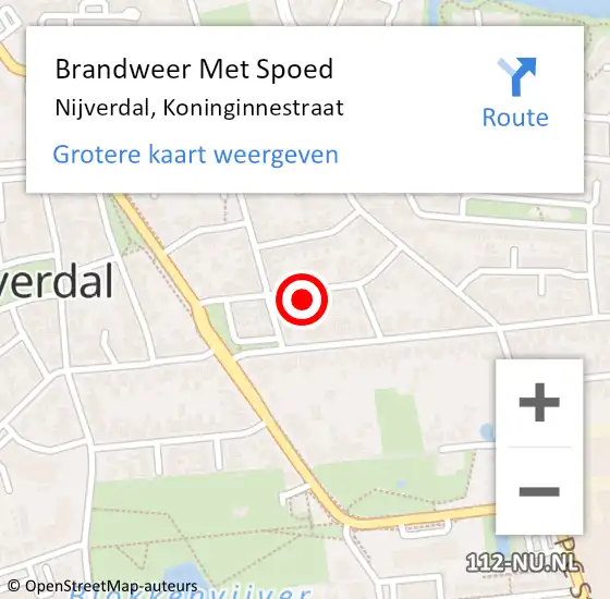 Locatie op kaart van de 112 melding: Brandweer Met Spoed Naar Nijverdal, Koninginnestraat op 1 maart 2023 00:29