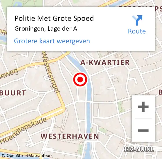 Locatie op kaart van de 112 melding: Politie Met Grote Spoed Naar Groningen, Lage der A op 1 maart 2023 01:33