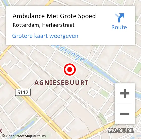 Locatie op kaart van de 112 melding: Ambulance Met Grote Spoed Naar Rotterdam, Herlaerstraat op 1 maart 2023 01:57