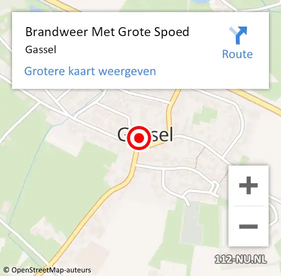 Locatie op kaart van de 112 melding: Brandweer Met Grote Spoed Naar Gassel op 1 maart 2023 02:53