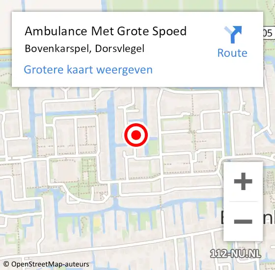 Locatie op kaart van de 112 melding: Ambulance Met Grote Spoed Naar Bovenkarspel, Dorsvlegel op 1 maart 2023 03:34