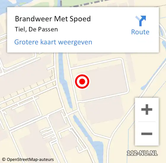 Locatie op kaart van de 112 melding: Brandweer Met Spoed Naar Tiel, De Passen op 1 maart 2023 04:58