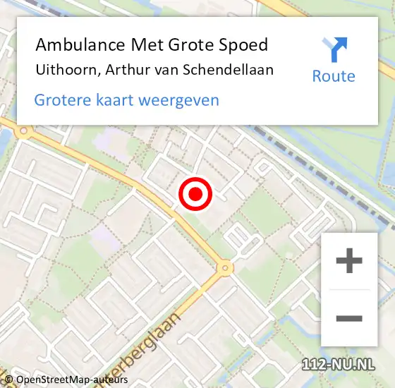 Locatie op kaart van de 112 melding: Ambulance Met Grote Spoed Naar Uithoorn, Arthur van Schendellaan op 1 maart 2023 05:15