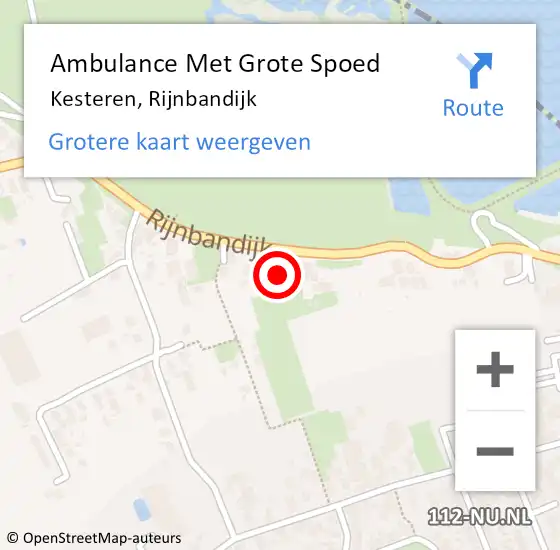 Locatie op kaart van de 112 melding: Ambulance Met Grote Spoed Naar Kesteren, Rijnbandijk op 1 maart 2023 05:36
