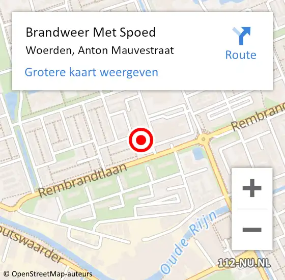 Locatie op kaart van de 112 melding: Brandweer Met Spoed Naar Woerden, Anton Mauvestraat op 1 maart 2023 06:13