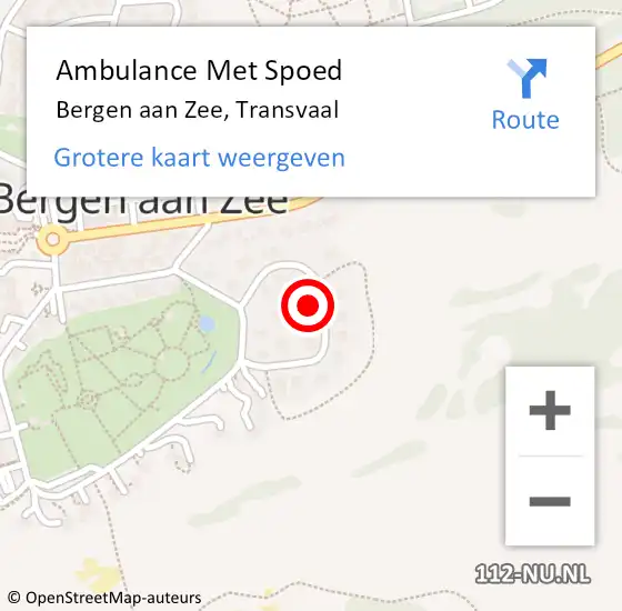 Locatie op kaart van de 112 melding: Ambulance Met Spoed Naar Bergen aan Zee, Transvaal op 1 maart 2023 06:37