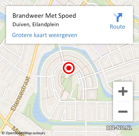 Locatie op kaart van de 112 melding: Brandweer Met Spoed Naar Duiven, Eilandplein op 1 maart 2023 06:39