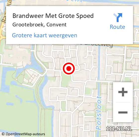 Locatie op kaart van de 112 melding: Brandweer Met Grote Spoed Naar Grootebroek, Convent op 1 maart 2023 07:12