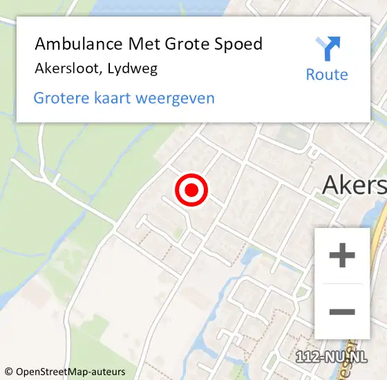 Locatie op kaart van de 112 melding: Ambulance Met Grote Spoed Naar Akersloot, Lydweg op 1 maart 2023 07:50