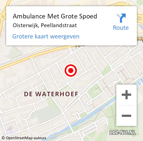 Locatie op kaart van de 112 melding: Ambulance Met Grote Spoed Naar Oisterwijk, Peellandstraat op 17 augustus 2014 11:32