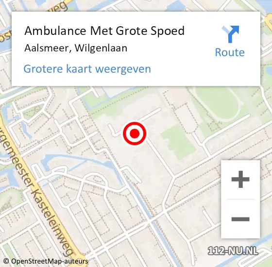 Locatie op kaart van de 112 melding: Ambulance Met Grote Spoed Naar Aalsmeer, Wilgenlaan op 1 maart 2023 08:08