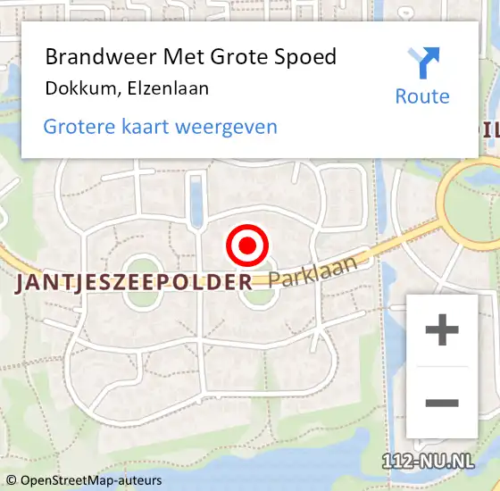 Locatie op kaart van de 112 melding: Brandweer Met Grote Spoed Naar Dokkum, Elzenlaan op 17 augustus 2014 11:37