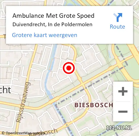 Locatie op kaart van de 112 melding: Ambulance Met Grote Spoed Naar Duivendrecht, In de Poldermolen op 1 maart 2023 08:30