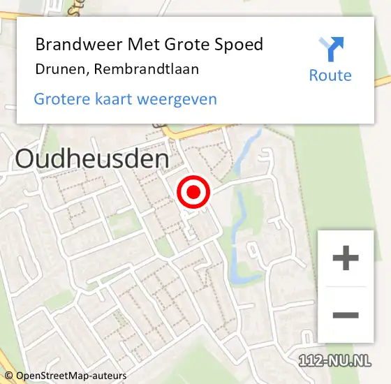 Locatie op kaart van de 112 melding: Brandweer Met Grote Spoed Naar Drunen, Rembrandtlaan op 1 maart 2023 08:33