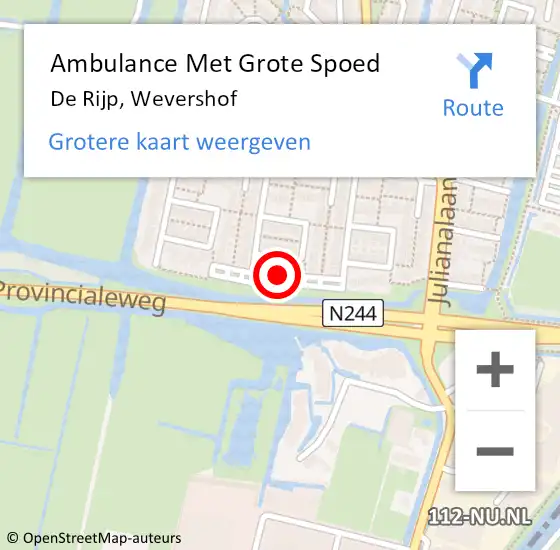 Locatie op kaart van de 112 melding: Ambulance Met Grote Spoed Naar De Rijp, Wevershof op 1 maart 2023 08:39