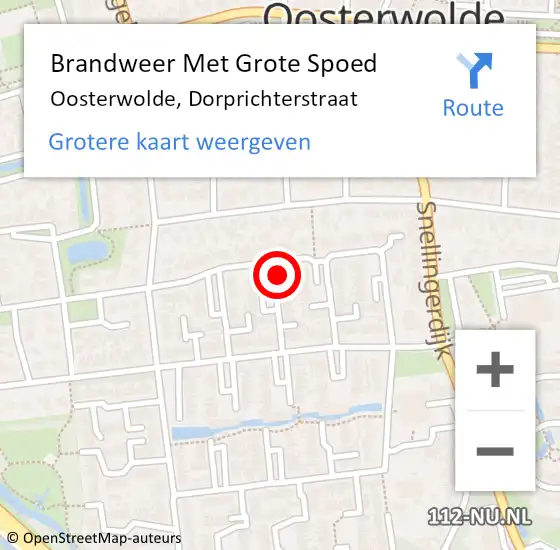 Locatie op kaart van de 112 melding: Brandweer Met Grote Spoed Naar Oosterwolde, Dorprichterstraat op 1 maart 2023 08:52