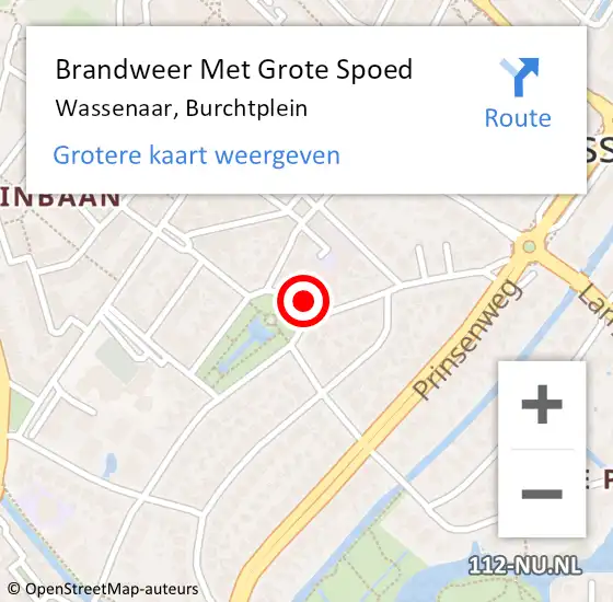 Locatie op kaart van de 112 melding: Brandweer Met Grote Spoed Naar Wassenaar, Burchtplein op 1 maart 2023 09:26