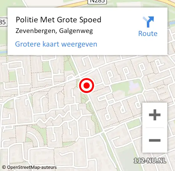 Locatie op kaart van de 112 melding: Politie Met Grote Spoed Naar Zevenbergen, Galgenweg op 1 maart 2023 09:32