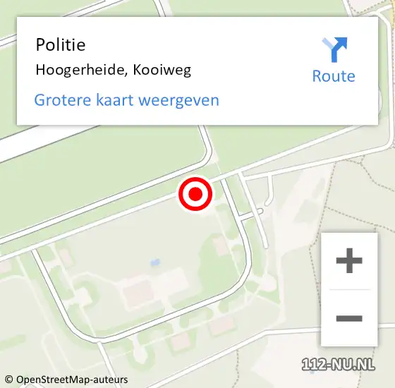 Locatie op kaart van de 112 melding: Politie Hoogerheide, Kooiweg op 1 maart 2023 10:54