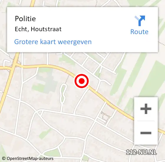 Locatie op kaart van de 112 melding: Politie Echt, Houtstraat op 1 maart 2023 11:06