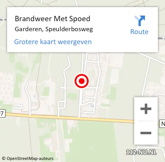 Locatie op kaart van de 112 melding: Brandweer Met Spoed Naar Garderen, Speulderbosweg op 1 maart 2023 11:18