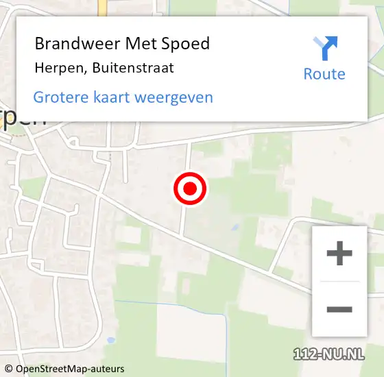 Locatie op kaart van de 112 melding: Brandweer Met Spoed Naar Herpen, Buitenstraat op 1 maart 2023 11:22