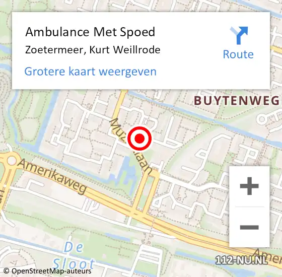 Locatie op kaart van de 112 melding: Ambulance Met Spoed Naar Zoetermeer, Kurt Weillrode op 1 maart 2023 11:32