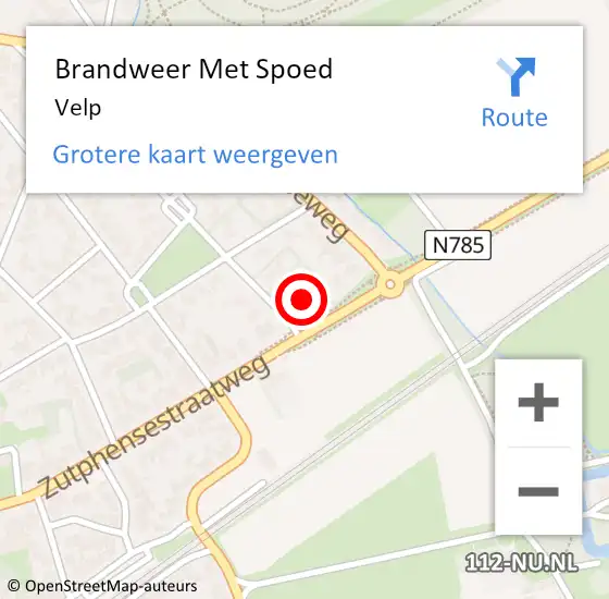 Locatie op kaart van de 112 melding: Brandweer Met Spoed Naar Velp op 1 maart 2023 11:34