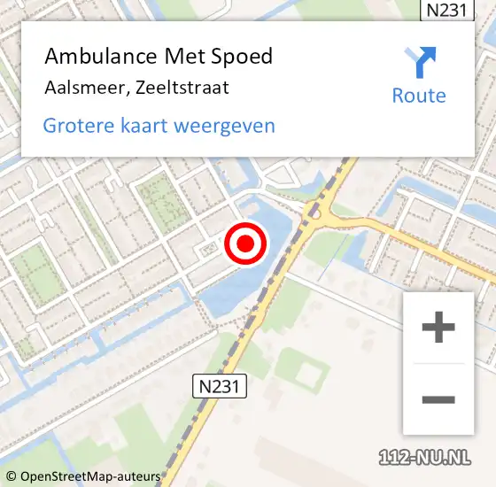 Locatie op kaart van de 112 melding: Ambulance Met Spoed Naar Aalsmeer, Zeeltstraat op 1 maart 2023 11:39