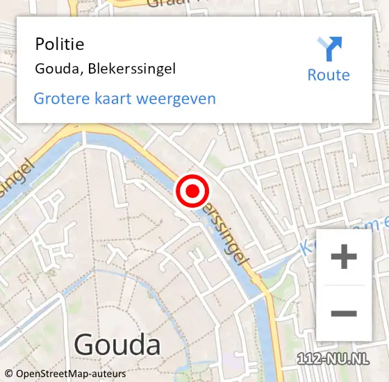 Locatie op kaart van de 112 melding: Politie Gouda, Blekerssingel op 1 maart 2023 11:42