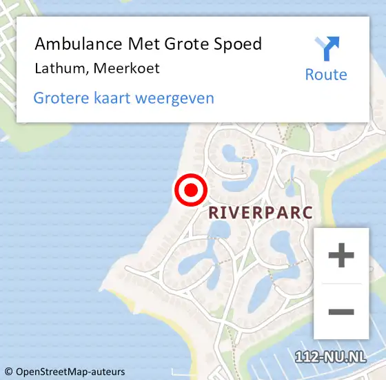 Locatie op kaart van de 112 melding: Ambulance Met Grote Spoed Naar Lathum, Meerkoet op 1 maart 2023 11:54