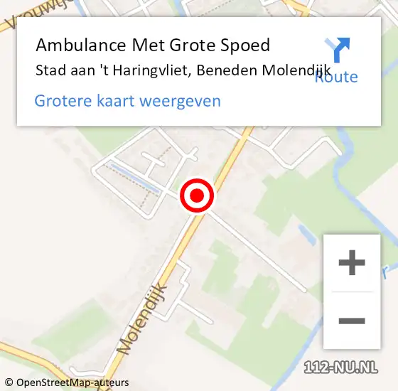 Locatie op kaart van de 112 melding: Ambulance Met Grote Spoed Naar Stad aan 't Haringvliet, Beneden Molendijk op 1 maart 2023 12:03