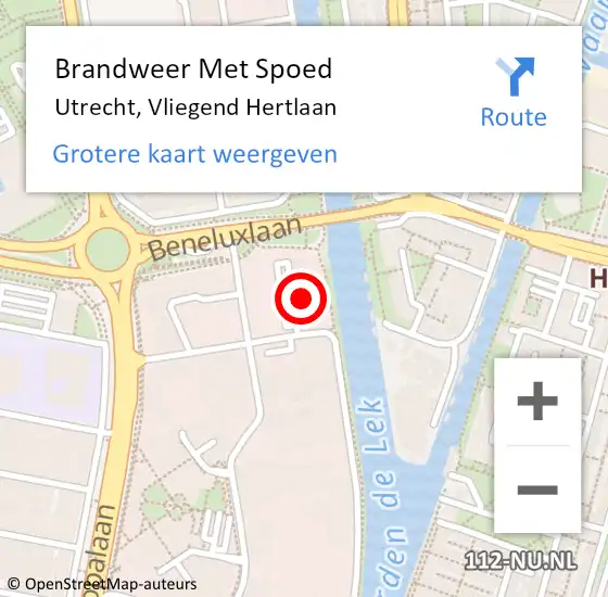 Locatie op kaart van de 112 melding: Brandweer Met Spoed Naar Utrecht, Vliegend Hertlaan op 1 maart 2023 12:09
