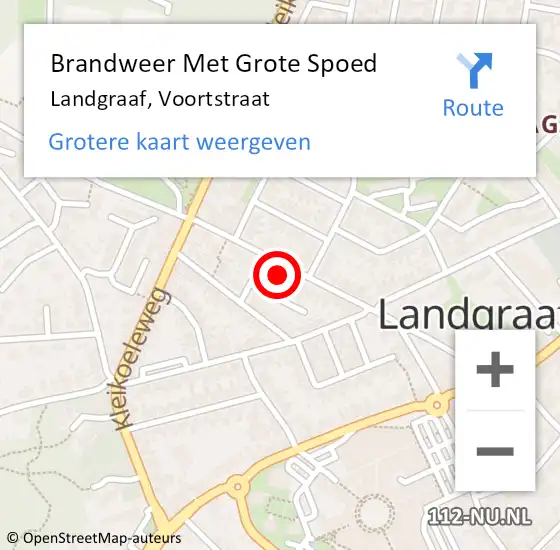 Locatie op kaart van de 112 melding: Brandweer Met Grote Spoed Naar Landgraaf, Voortstraat op 1 maart 2023 12:16