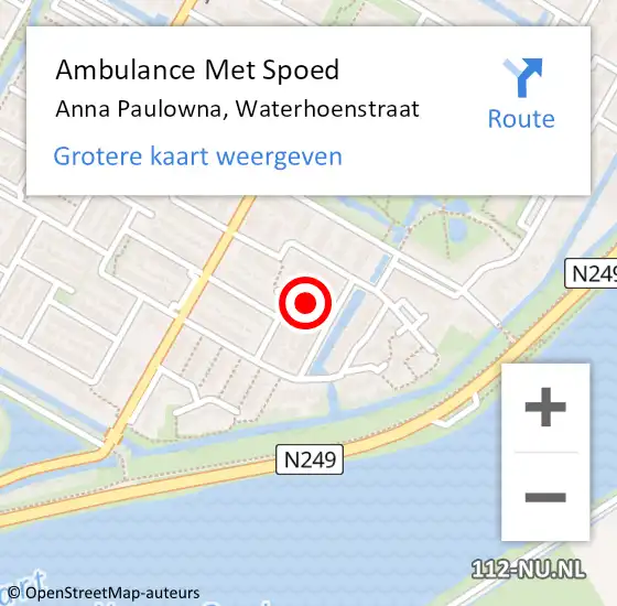 Locatie op kaart van de 112 melding: Ambulance Met Spoed Naar Anna Paulowna, Waterhoenstraat op 1 maart 2023 12:20